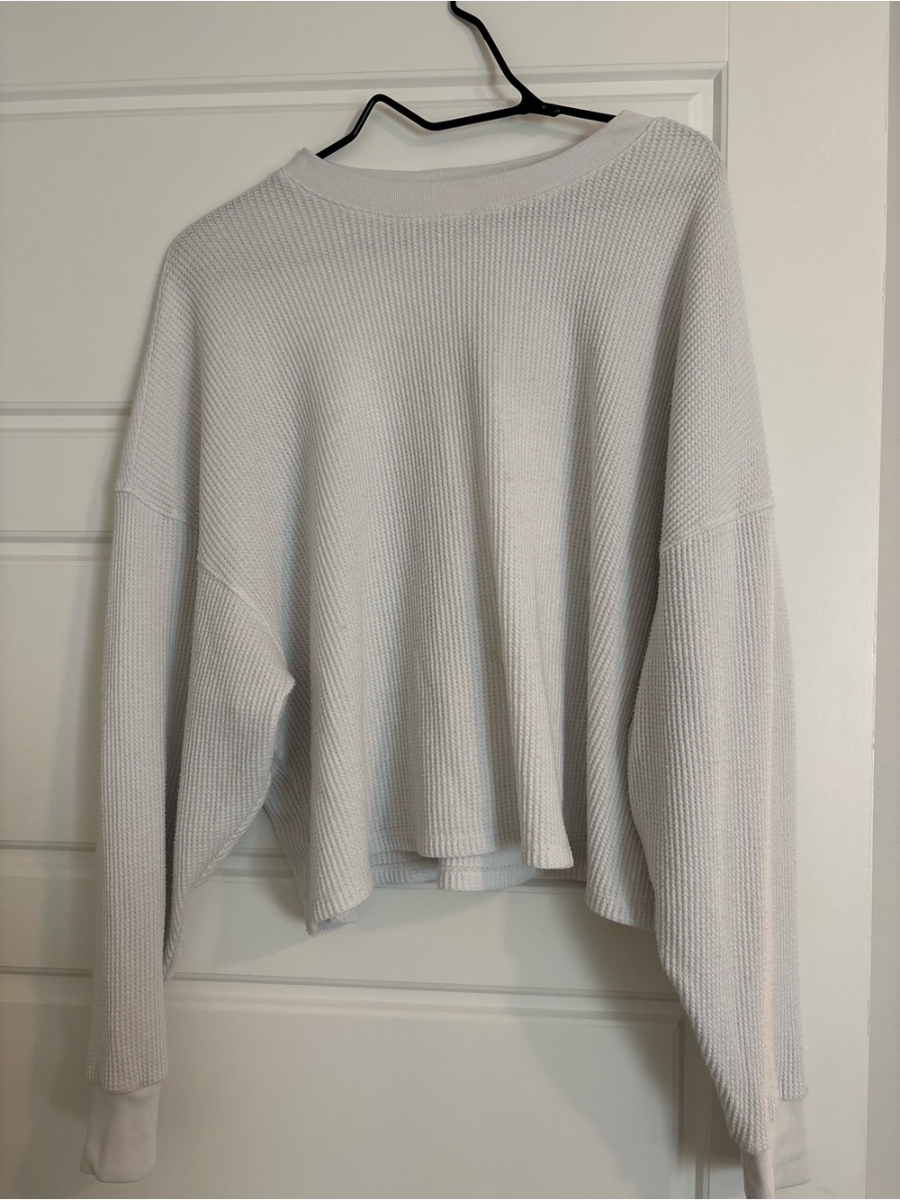 Abercrombie & Fitch Light Gray Waffle Knit Crew Sweater